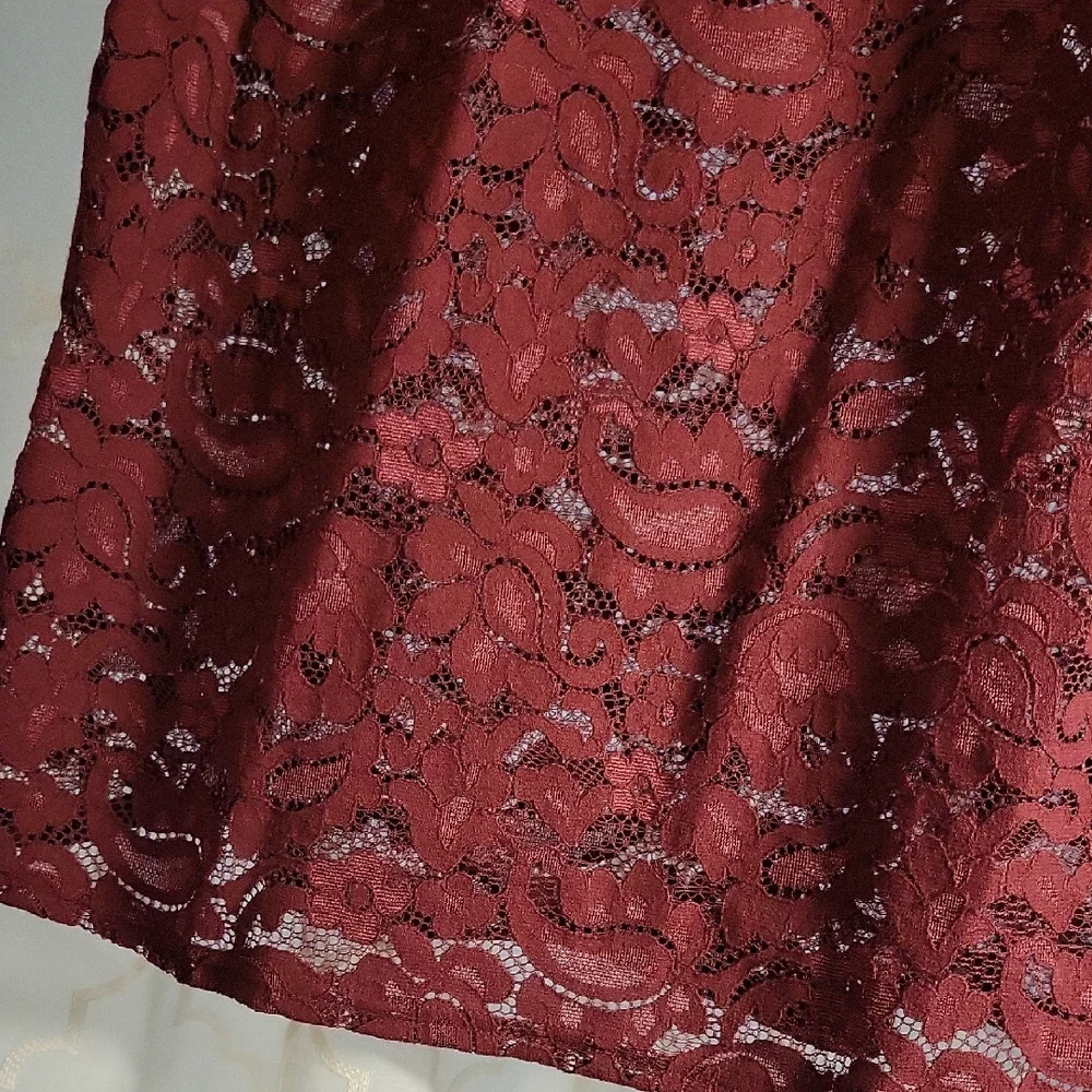 A New Day Wine Flutter Sleeve Ruffled Blouse - Picture 5 of 5